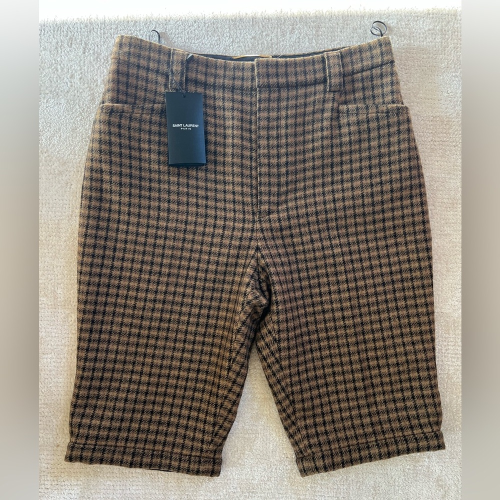 NWT Saint Laurent Wool Shorts Women Plaid FR40